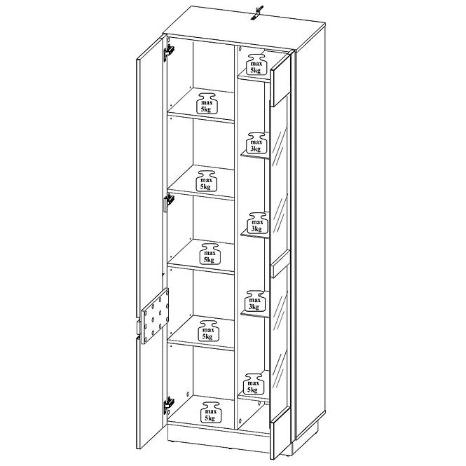 Vitrína Visio 65 cm Dub Camargue/Bílý