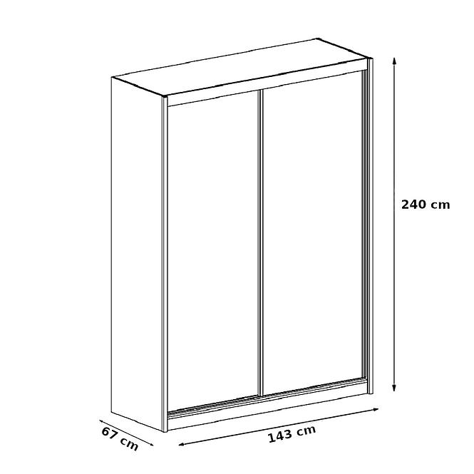 Skříň Karol 143cm Zrcadlo Dub Kraft Bílá