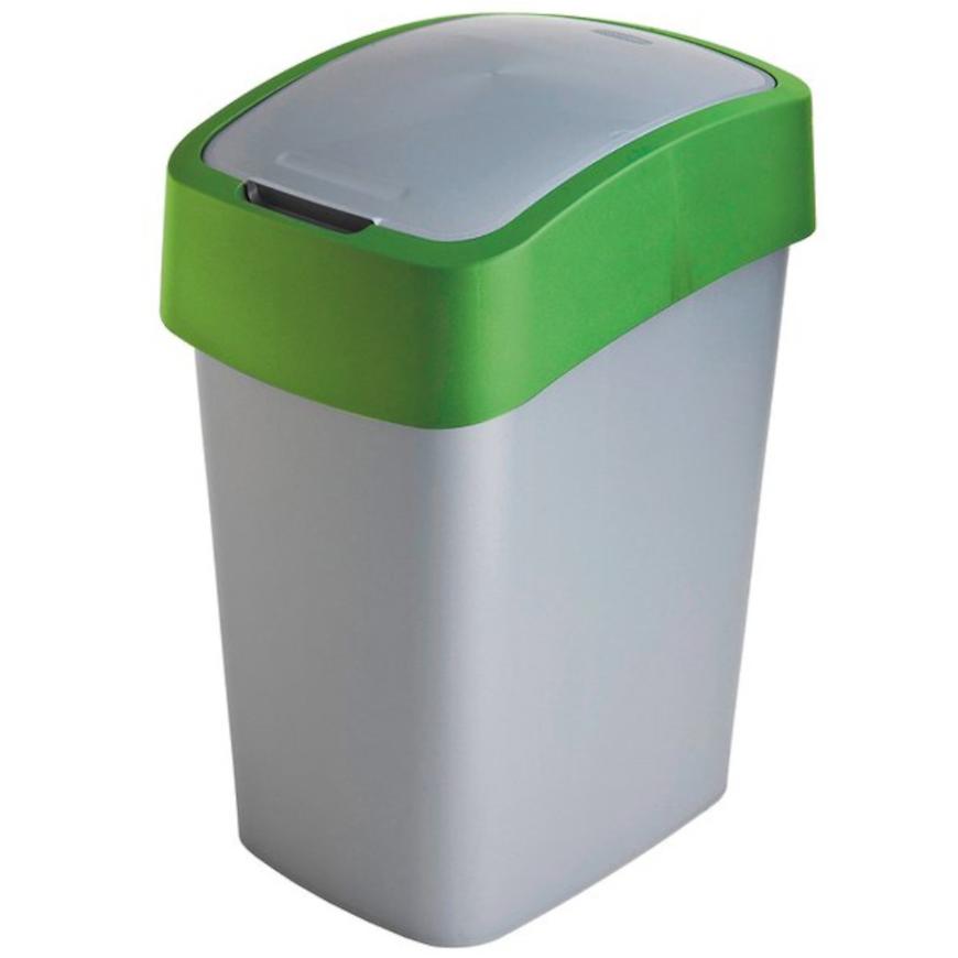 Odpadkový koš flip bin 25l 190173 stříbrno/zel.