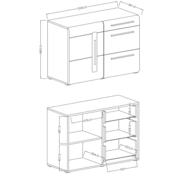 Komoda Tulsa 120 cm Bílá Lesk