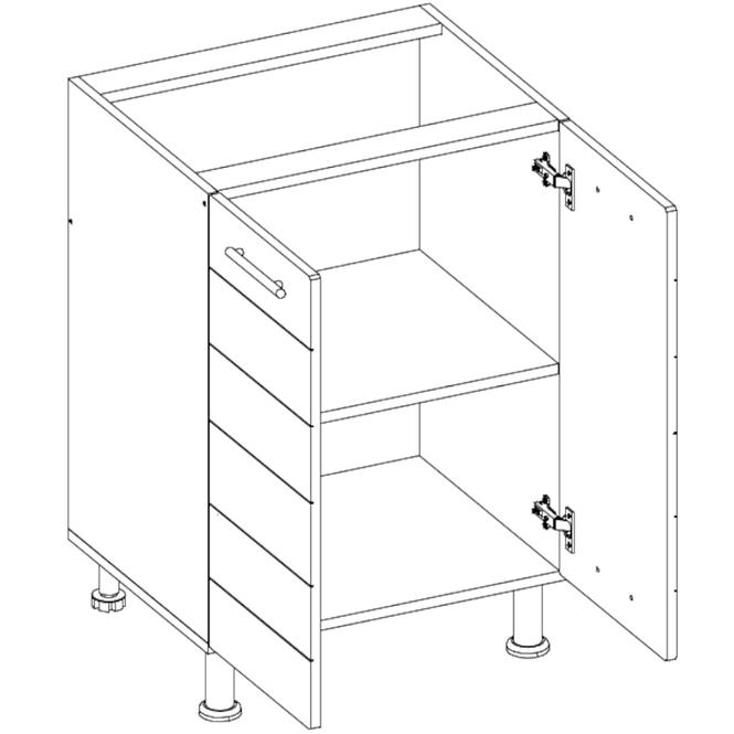 Kuchyňská skříňka Daria 60 cm, bílá/ popelavě šedá, D60 2D