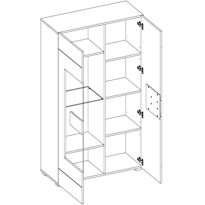 Vitrína Pawel C 90cm Sklo Bílá/Dub