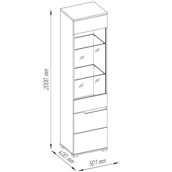 Vitrína Vincent 50cm Bílá/Dub Wotan