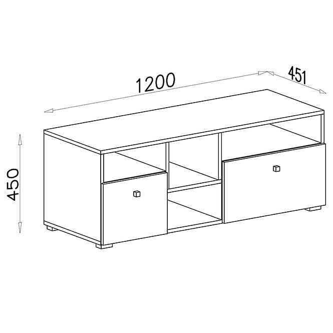 TV Stolek Sigma 120cm Beton/Bílá/Dub