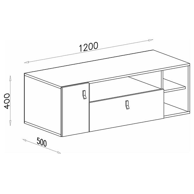 TV Stolek Planet 120cm L/P Čierna/Dub/Béžová