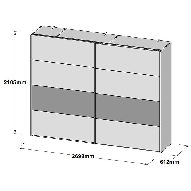 Skříň Jakobina 270cm Dub/Černá