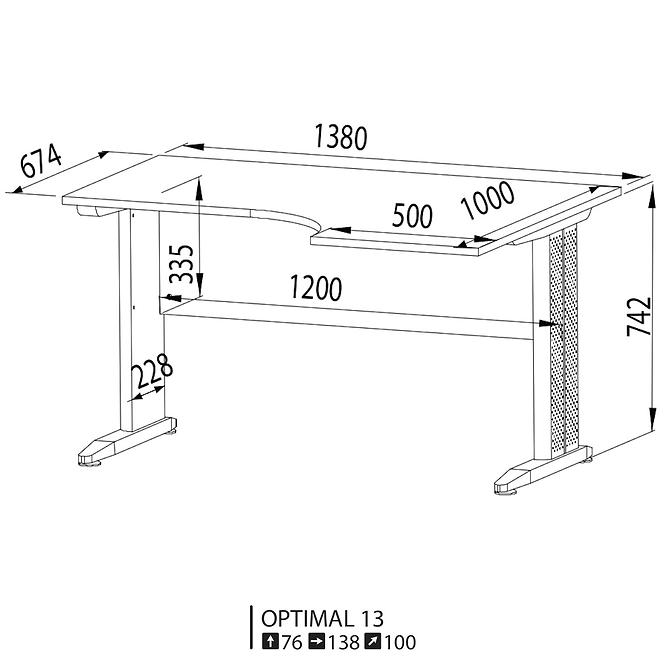 Psací Stůl Optimal 138cm Dub Sonoma