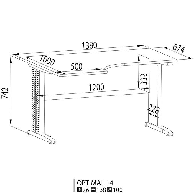 Psací Stůl Optimal 138cm Dub Sonoma