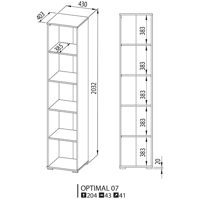 Regál Optimal 43cm Dub Sonoma