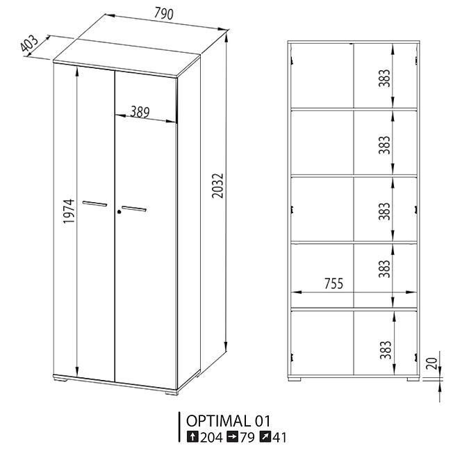 Skříň Optimal 79cm Dub Sonoma