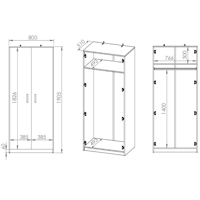 Skříň Fini 80cm Dub Artisan/Bílá/Antracit