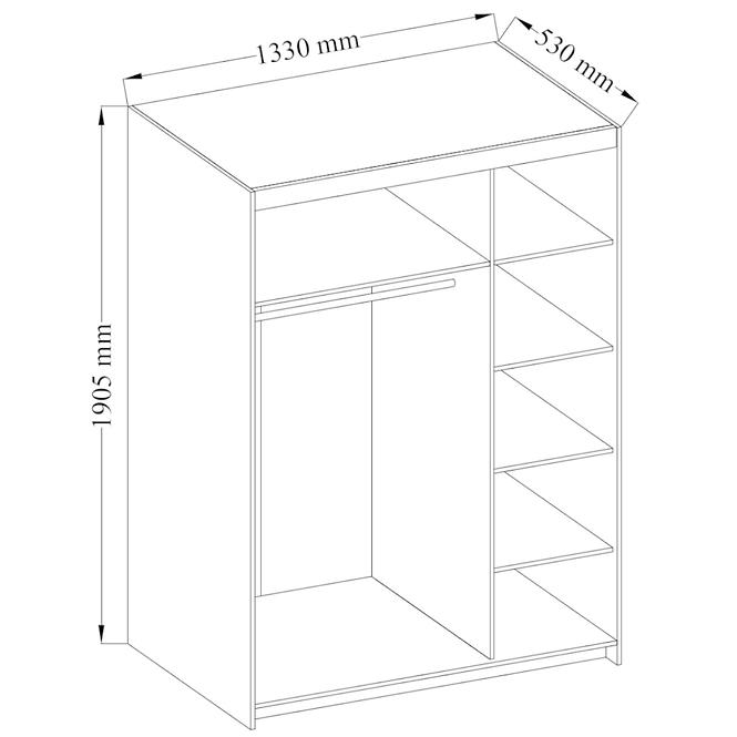 Skříň Elena 133cm Beton+Zrcadlo