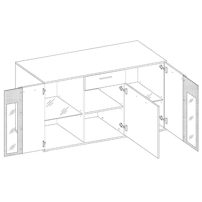 Komoda Salsa 140cm Bílý/Dub Artisan