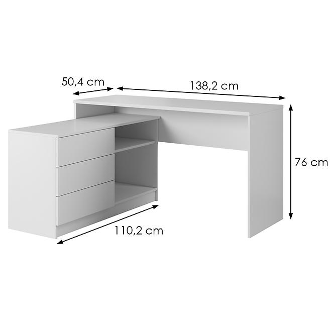 Psací Stůl Teo 139cm Bílá