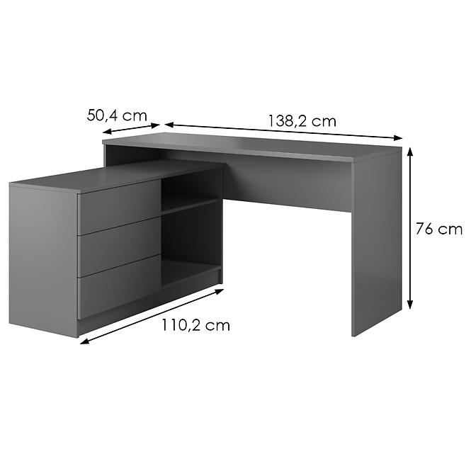 Psací Stůl Teo 139cm Grafit