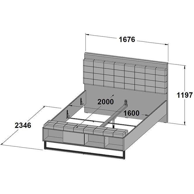 Postel 160cm Jakobina Dub/Černá