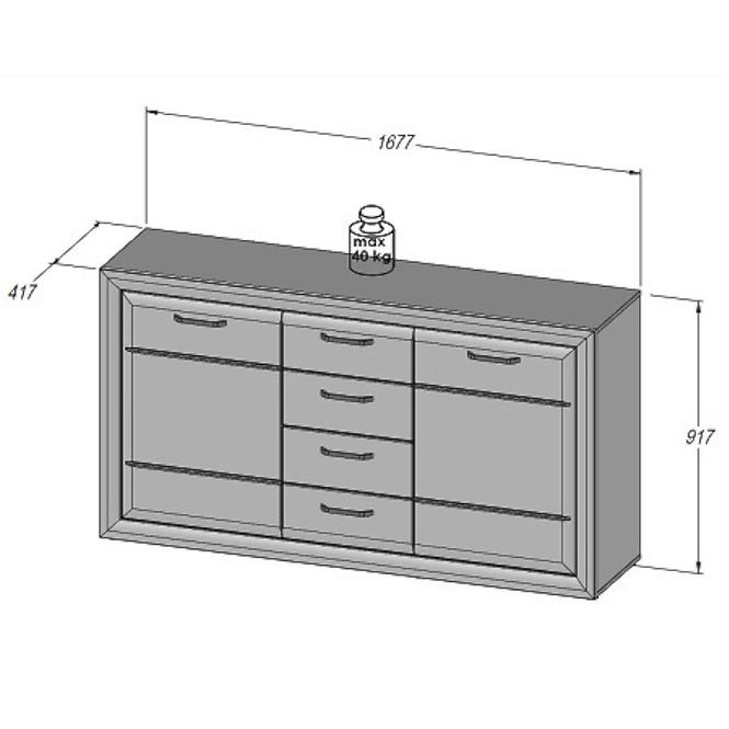 Komoda 168 cm Lenox Bílý Lesk/Beton