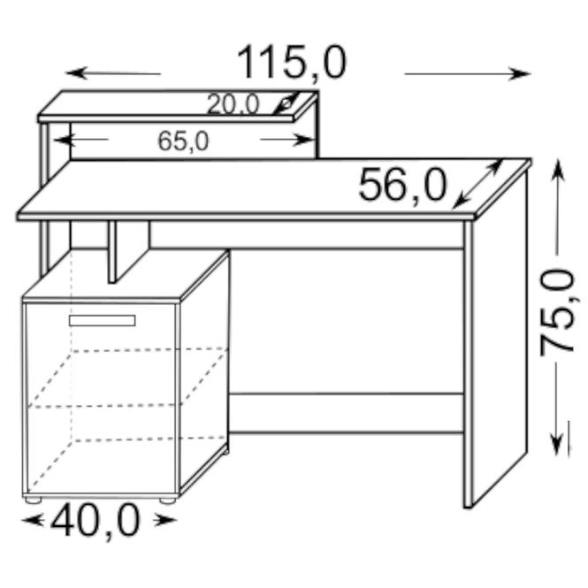 Psací Stůl 113cm Craft Zlatý/Bílá