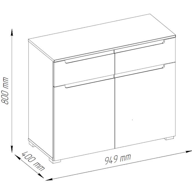 Komoda Hill 95cm Bílý Lesk/ Bílý