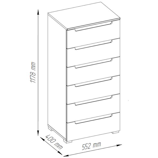 Komoda Hill 55cm Bílý Lesk/ Bílý