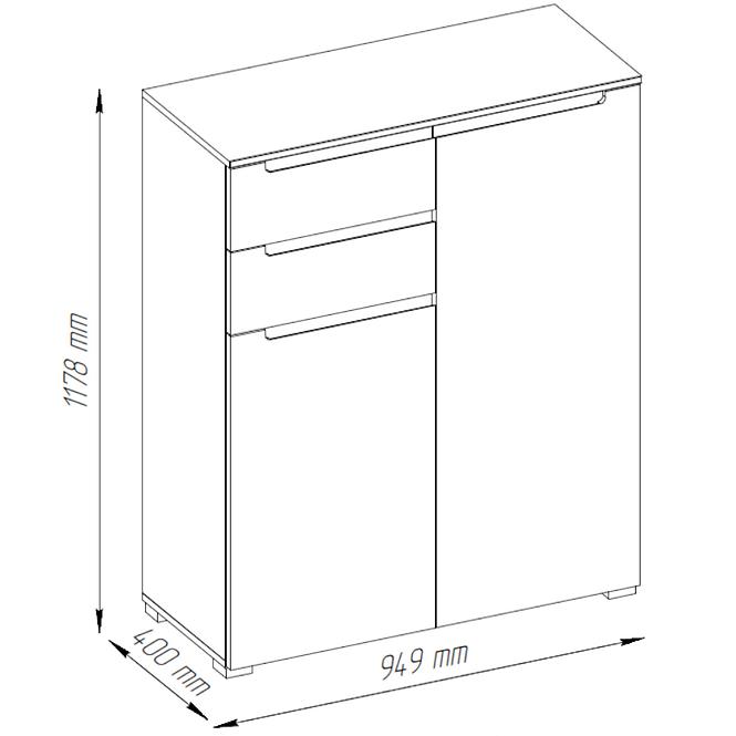 Komoda Hill 95cm Bílý Lesk/ Bílý