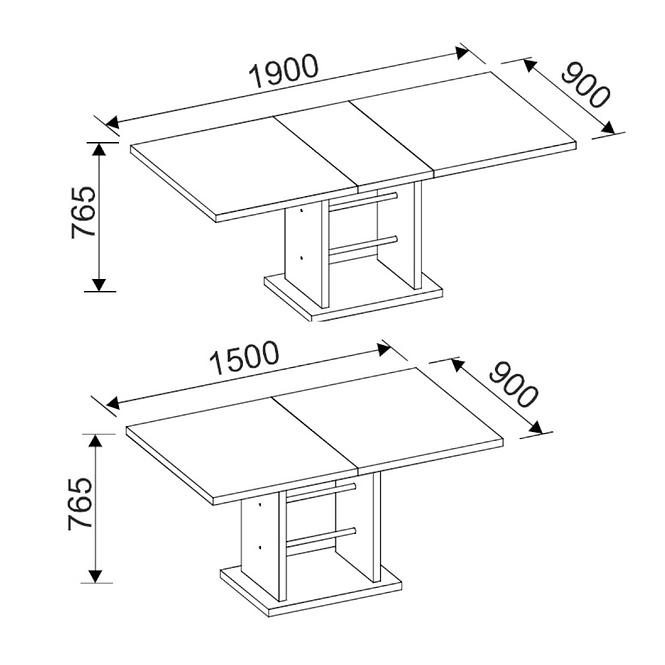 Stůl Bath 150x90+40 Bílý