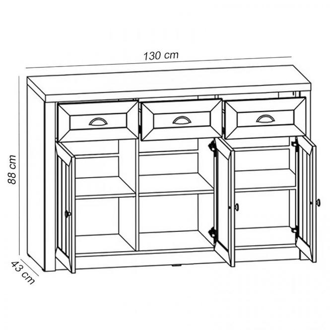 Komoda Prowansja 130cm Grey, K3S
