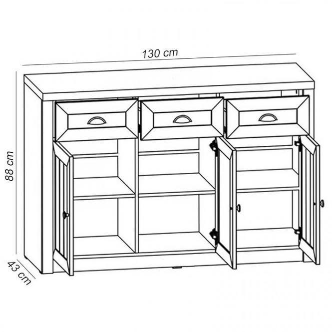 Komoda Prowansja 130cm Grey, K3SP