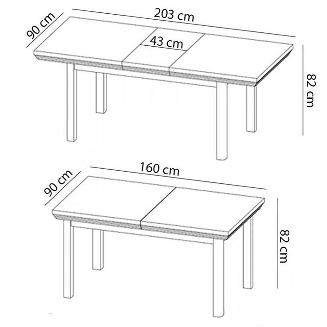 Stůl Royal 160x90+43cm Borovice Nord/Dub, ST