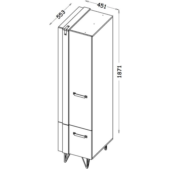 Prádelník Lofter 45cm Dub Wot/Beton Mill