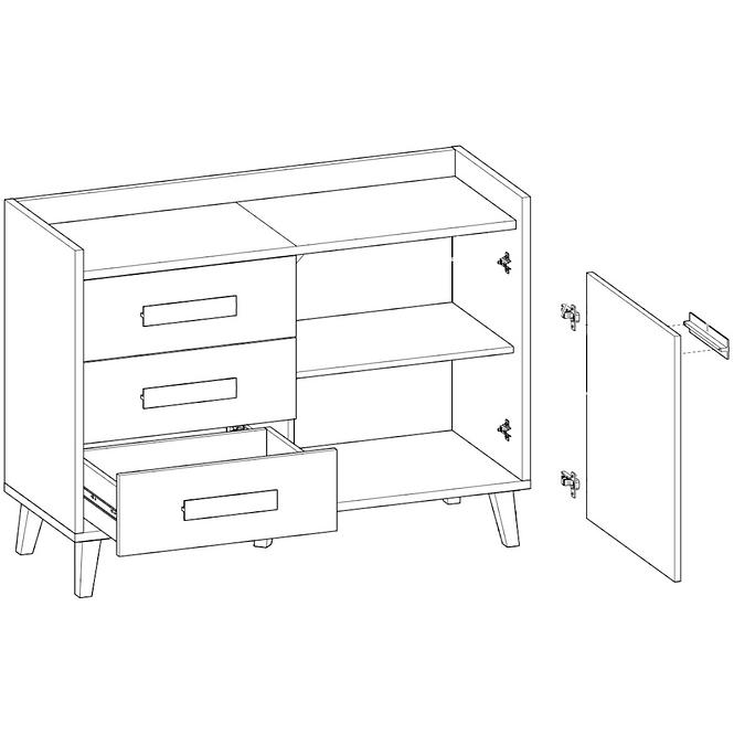 Komoda Werso 120cm Dub Riviera/Bílý Bryl/Antrac