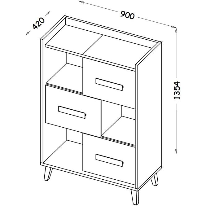 Regál Malý Werso 90cm Riviera/Bílý Bryl/Antrac