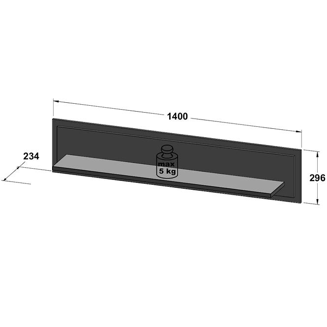 Polica Trondheim 140cm Dub Artisan/Černá