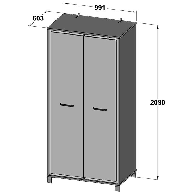 Skříň Trondheim 99cm Dub Artisan/Černá