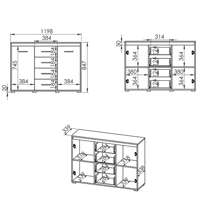 Komoda Avo 120cm Dub Sonoma