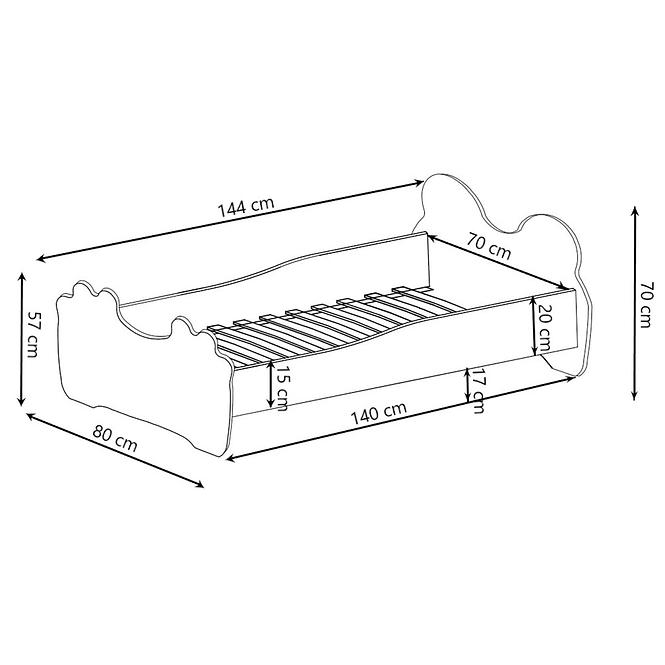 Dětská Postel Bear 140cm Černý