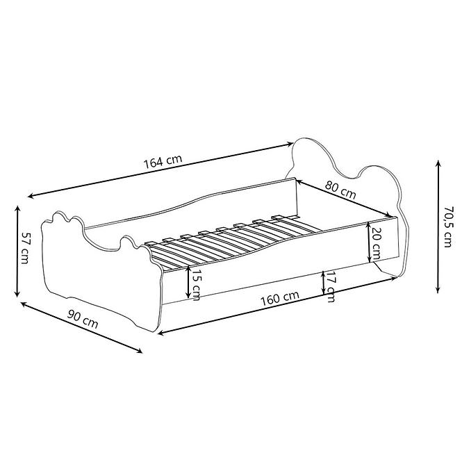 Dětská Postel Bear 160cm Černý