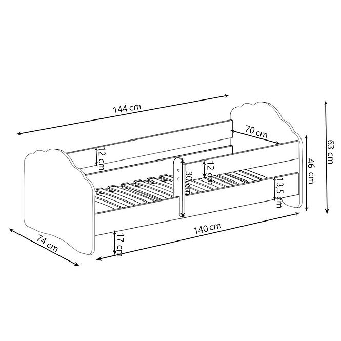 Dětská Postel Casimo 140cm Bílý+Bariéra