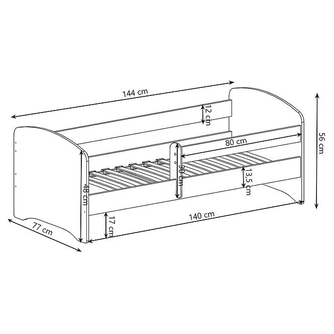 Dětská Postel Pepe140cm Bílý+Bariéra