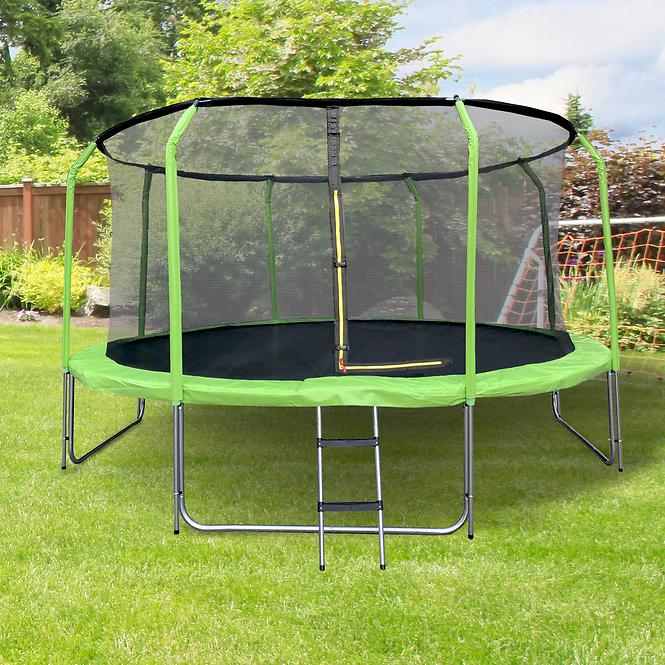 Trampolína COMFORT 427cm zelená s žebříkem