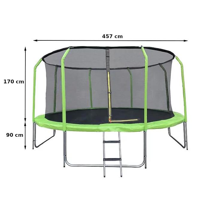 Trampolína COMFORT 457cm zelená s žebříkem