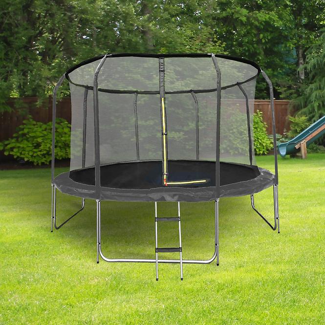 Trampolína COMFORT 366cm černá s žebříkem