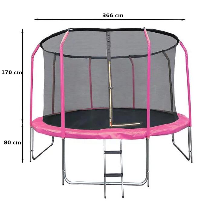 Trampolína COMFORT 366cm růžová s žebříkem