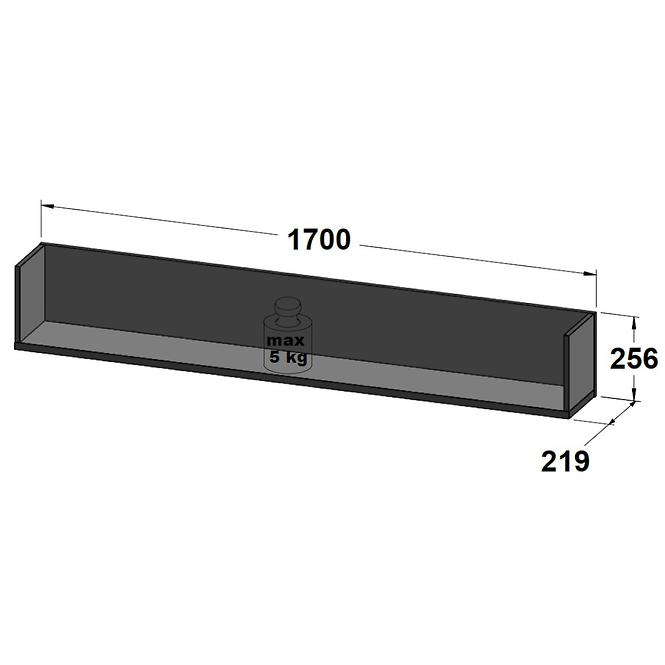 Police Hud 170cm Beton/Dub Štípaný