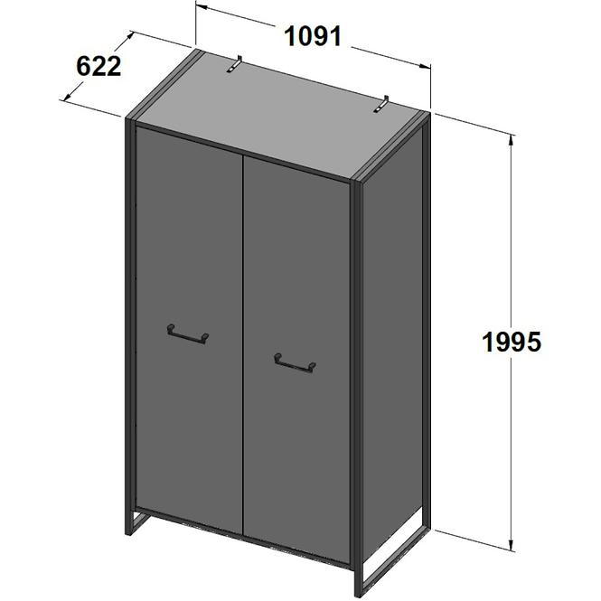 Skříň Hud 110cm Beton/Dub Štípaný