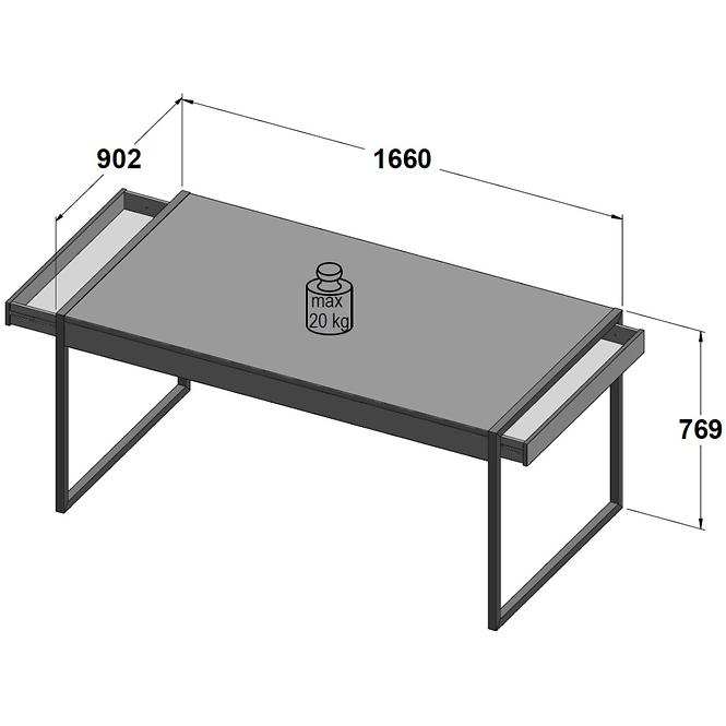 Stůl Hud 166cm Beton/Dub Štípaný