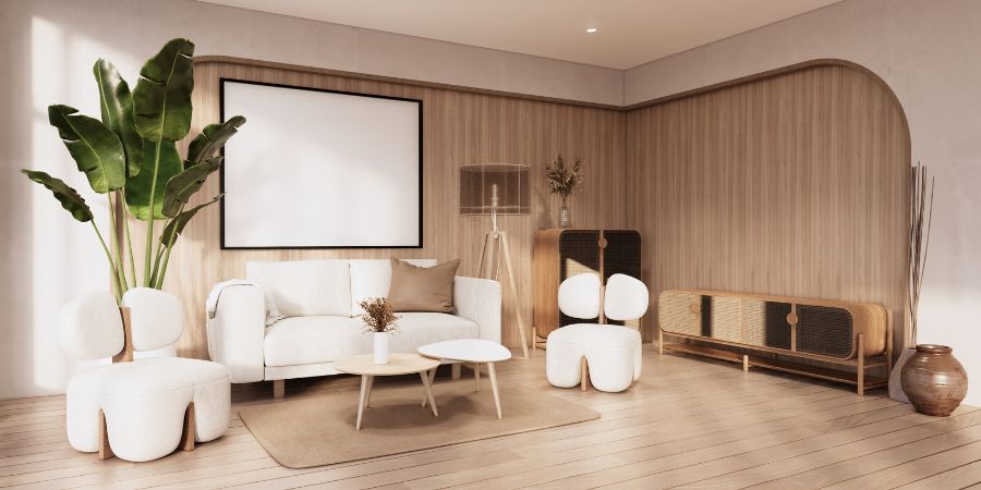 Tradiční obývací pokoj v japonském stylu