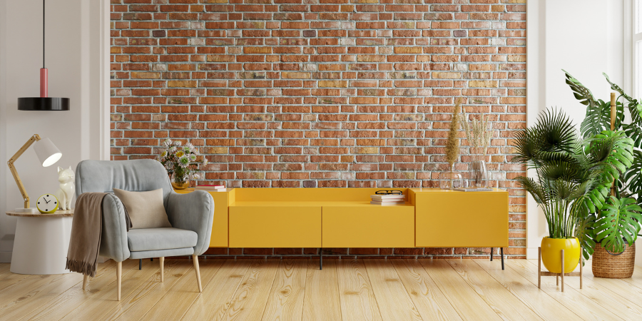 Metalické vzory a barvy tapet na stěny v obývacím pokoji